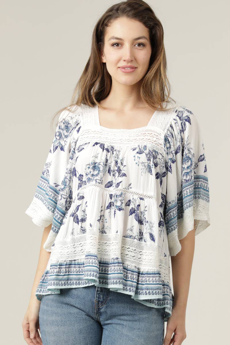 Red, White & Boho Blouse