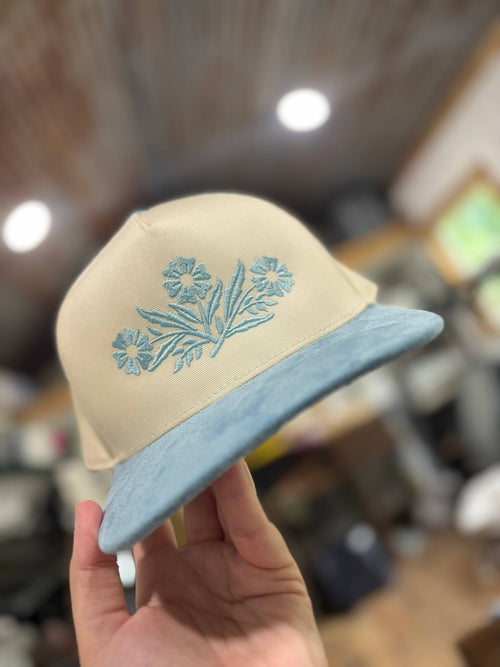 Embroidered Vintage Cornflower Suede Hat