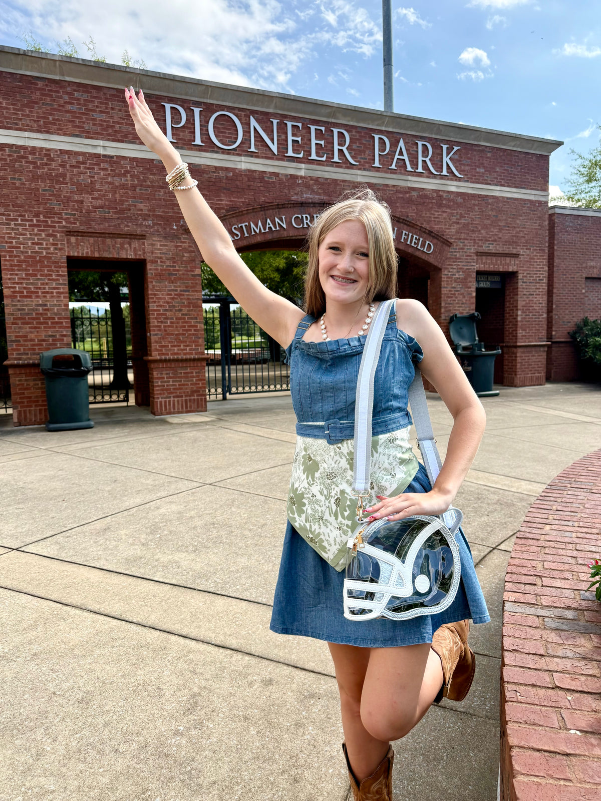 Denim Belted Fit & Flare Mini Dress