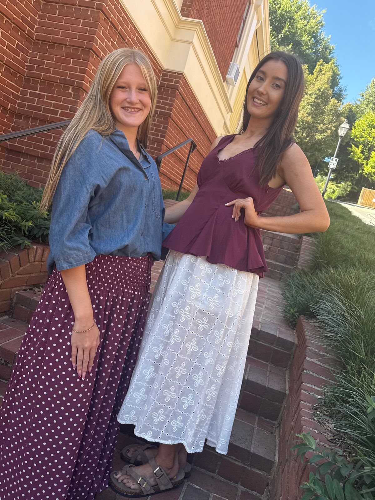 Maroon Lace-Trim Peplum Tank
