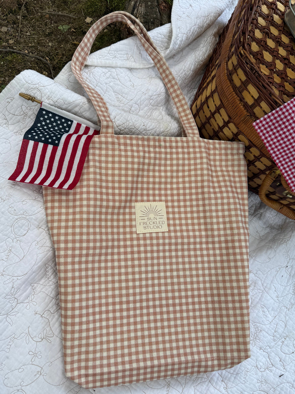 Chai Latte Gingham Tote Bag