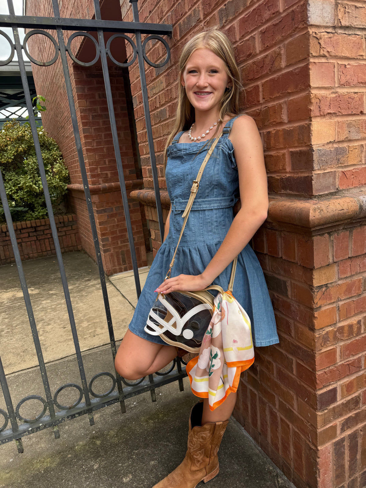 Denim Belted Fit & Flare Mini Dress