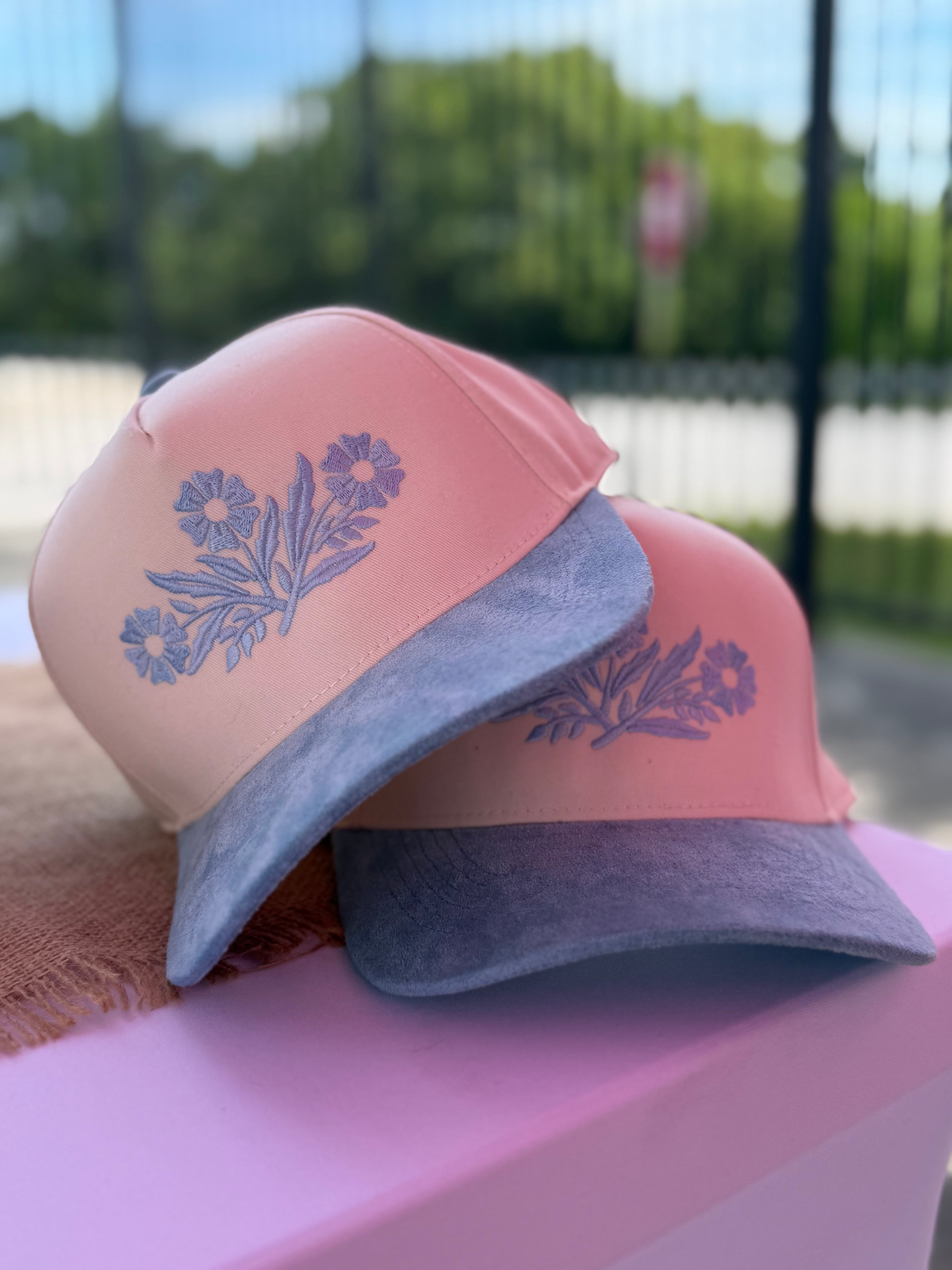 Embroidered Vintage Cornflower Suede Hat