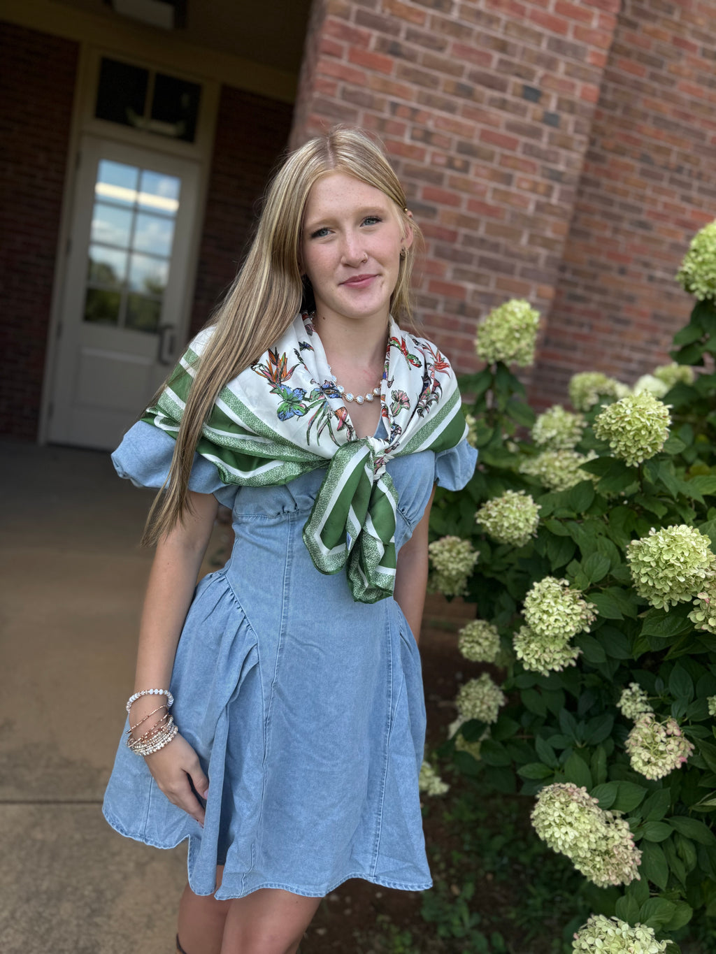 Light Denim Puff Mini Dress