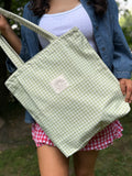 Sage Green Gingham Tote Bag