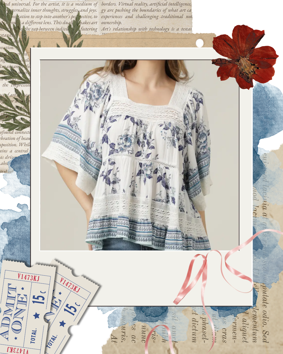 Red, White & Boho Blouse