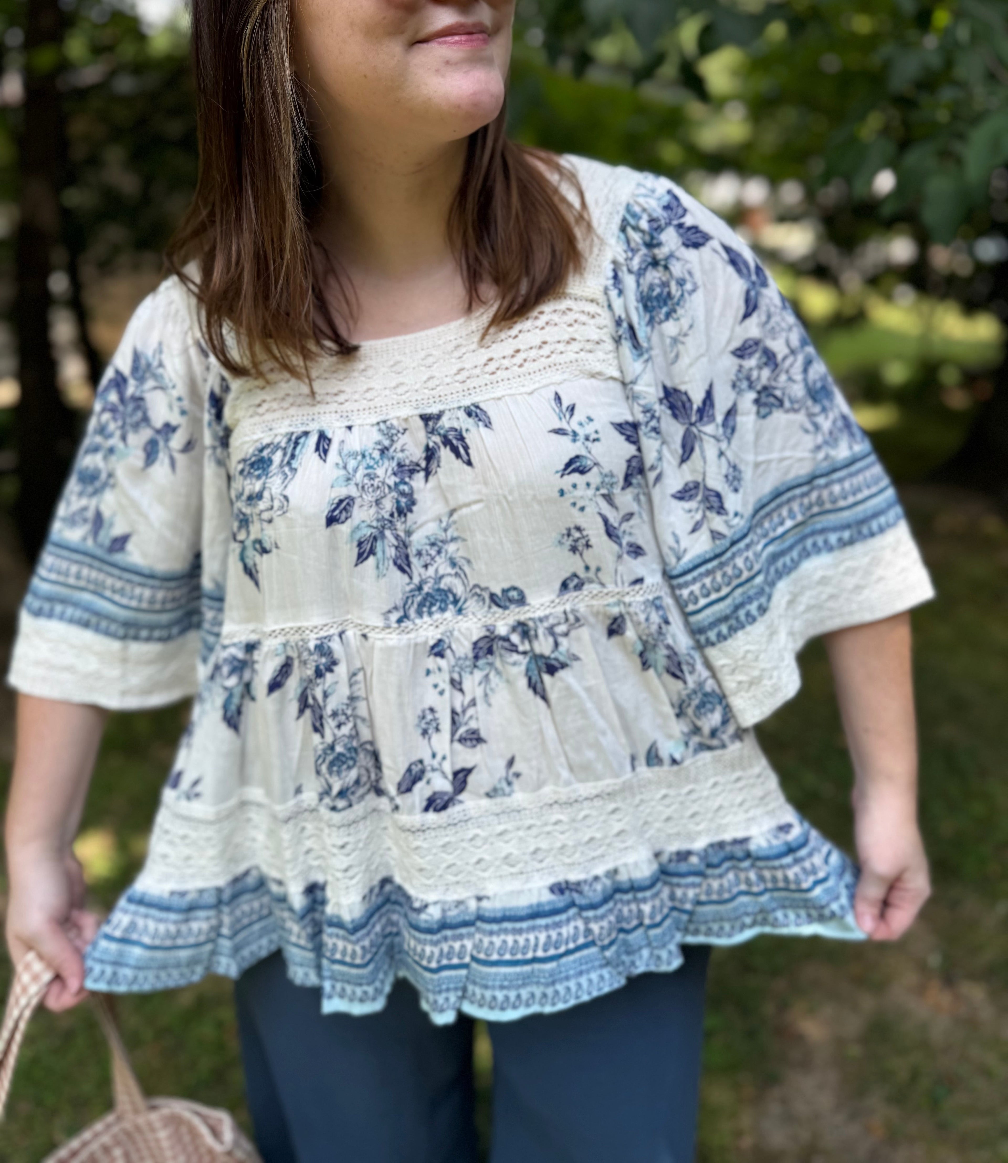 Red, White & Boho Blouse