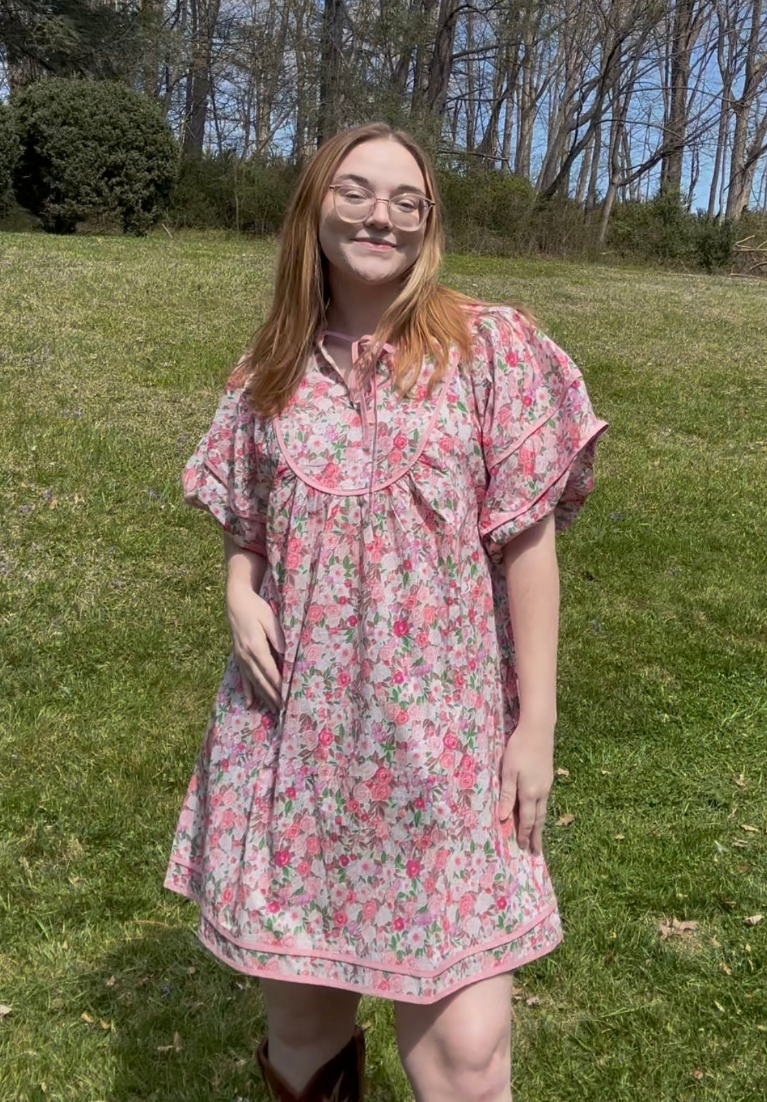 Love & Roses Bubble Sleeve Dress