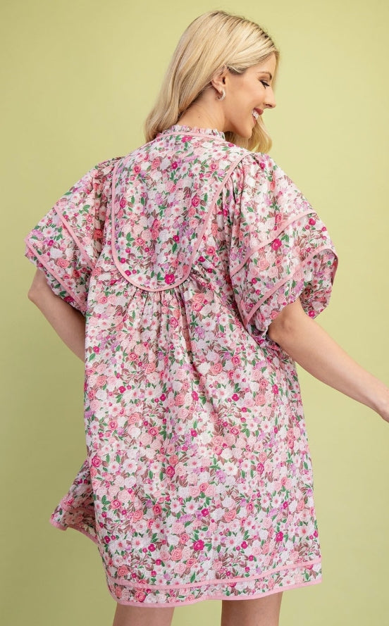 Love & Roses Bubble Sleeve Dress